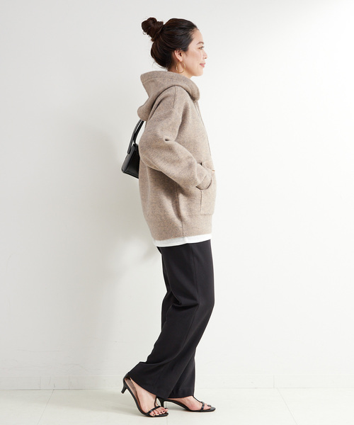 Simplicite（サンプリシテ）の「手洗い可 / カラーネップフードプルオーバー（ニット/セーター・レディース・ブラウン/ライトグリーン/アイボリー・FREE）」の15枚目の写真