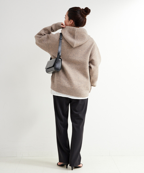 Simplicite（サンプリシテ）の「手洗い可 / カラーネップフードプルオーバー（ニット/セーター・レディース・ブラウン/ライトグリーン/アイボリー・FREE）」の16枚目の写真