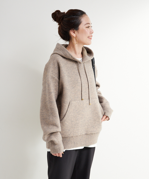 セール】手洗い可 / カラーネップフードプルオーバー（ニット/セーター