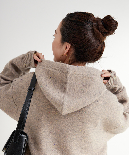 Simplicite（サンプリシテ）の「手洗い可 / カラーネップフードプルオーバー（ニット/セーター・レディース・ブラウン/ライトグリーン/アイボリー・FREE）」の21枚目の写真