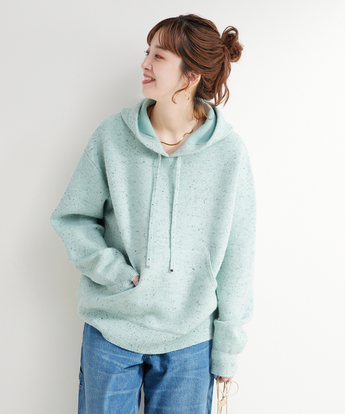 archivio 水色 セーター フード付き 手洗い可 / カラーネップフードプルオーバー（ニット/セーター