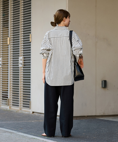 24FRAMeWORKフレームワークストライプクレイジーパターンシャツ試着のみ ≪追加≫コットンストライプレギュラーカラーシャツ（シャツ