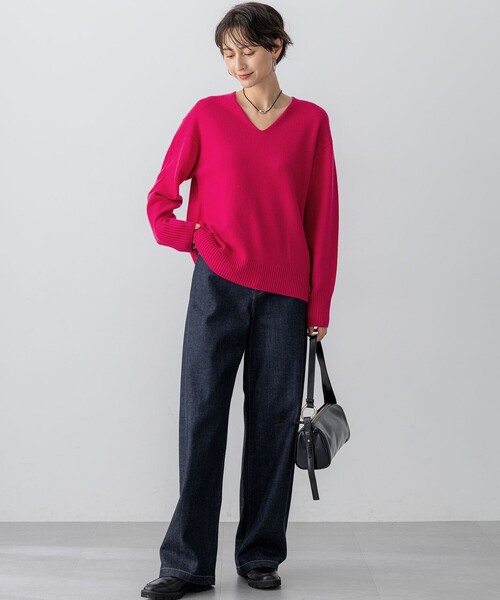 23区 L(ニジュウサンクオオキイサイズ)の「カシミヤブレンド Vネック ニット(ニット/セーター・レディース・オールドローズ系/ホワイト系/ライトグリーン系/ライトグレー系/ベージュ系/グレー系/ピーコックグリーン系/ダルブルー系/パープル系・46/44)」の20枚目の写真
