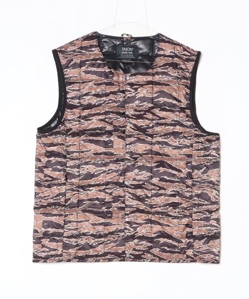 TAION(タイオン)の「【TAION】CREW NECK BUTTON DOWN VEST(ダウンベスト・メンズ・ブラック/タイガーカモ/ダークオリーブ・MEDIUM/X-LARGE/LARGE)」の9枚目の写真