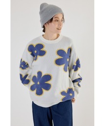 フラワーモールニットトップス