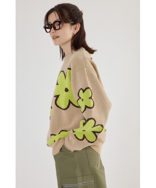 RODEO CROWNS WIDE BOWL（ロデオクラウンズワイドボウル）の「フラワーモールニットトップス（ニット/セーター・レディース・ホワイト系その他/ベージュ系その他/ブラック系その他・FREE）」の5枚目の写真