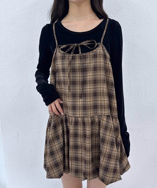 mline（エムライン）の「[mline]チョーカーベロアトップス（Tシャツ/カットソー・レディース・ブラック/ピンク/アイボリー/ホワイト系その他/チャコールグレー・FREE）」の3枚目の写真