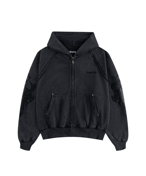 セール】ジップフーディ｜Dagger Leather Patch Zip Hoodie｜SUPPLIER
