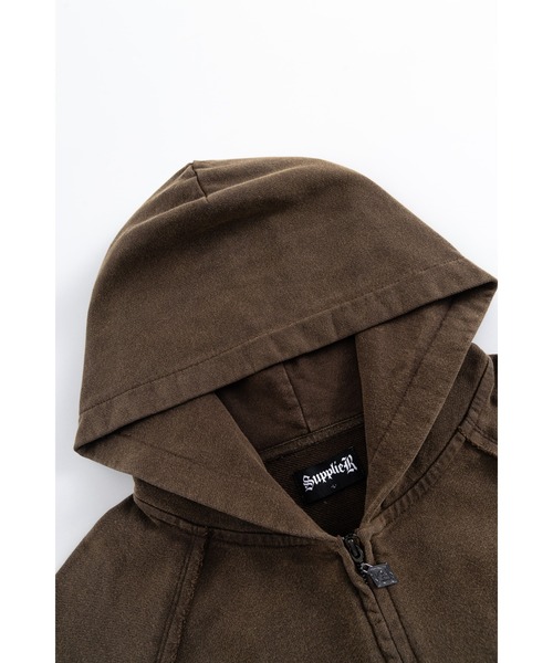 SUPPLIER(サプライヤー)の「ジップフーディ|Dagger Leather Patch Zip Hoodie|SUPPLIER(パーカー・メンズ・ブラック/カーキ/ベージュ・SMALL/MEDIUM/LARGE/X-LARGE/XX-LARGE)」の12枚目の写真