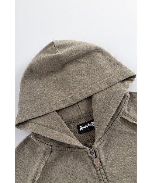 セール】ジップフーディ｜Dagger Leather Patch Zip Hoodie｜SUPPLIER