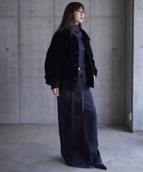 LOW CLASSIC（ロウ　クラシック）の「WASHED VELVET BOMBER JACKET（ブルゾン・レディース・ネイビー・M）」の7枚目の写真