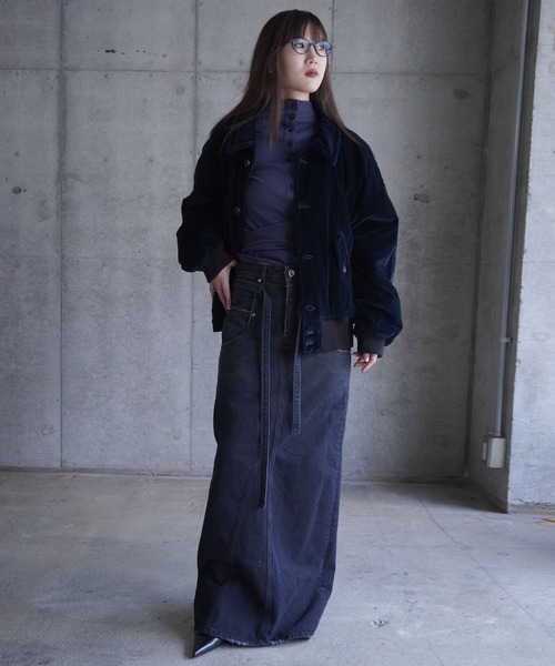 LOW CLASSIC（ロウ　クラシック）の「WASHED VELVET BOMBER JACKET（ブルゾン・レディース・ネイビー・M）」の8枚目の写真