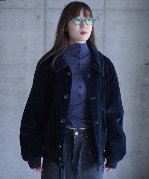 LOW CLASSIC（ロウ　クラシック）の「WASHED VELVET BOMBER JACKET（ブルゾン・レディース・ネイビー・M）」の10枚目の写真