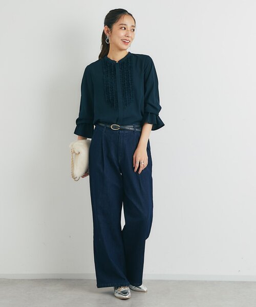 un dix cors(アンディコール)の「【驚くほど伸びてストレスフリー】ハイパーストレッチワイドデニム(デニムパンツ・レディース・インディゴブルー・0/1)」の15枚目の写真