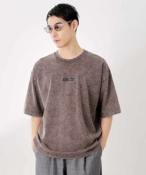 THE SHOP TK (ザ ショップ ティーケー )の「ヴィンテージライク フェード5分袖Tシャツ 【ビッグシルエット/洗濯機OK】(Tシャツ/カットソー・メンズ・グレー/ライトベージュ・04/03/02)」の2枚目の写真
