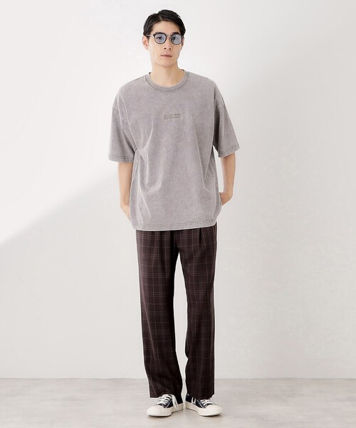 THE SHOP TK (ザ ショップ ティーケー )の「ヴィンテージライク フェード5分袖Tシャツ 【ビッグシルエット/洗濯機OK】(Tシャツ/カットソー・メンズ・グレー/ライトベージュ・04/03/02)」の5枚目の写真