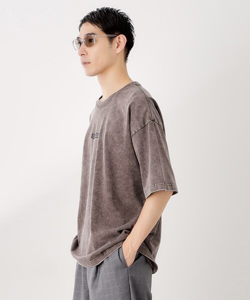 THE SHOP TK (ザ ショップ ティーケー )の「ヴィンテージライク フェード5分袖Tシャツ 【ビッグシルエット/洗濯機OK】(Tシャツ/カットソー・メンズ・グレー/ライトベージュ・04/03/02)」の7枚目の写真