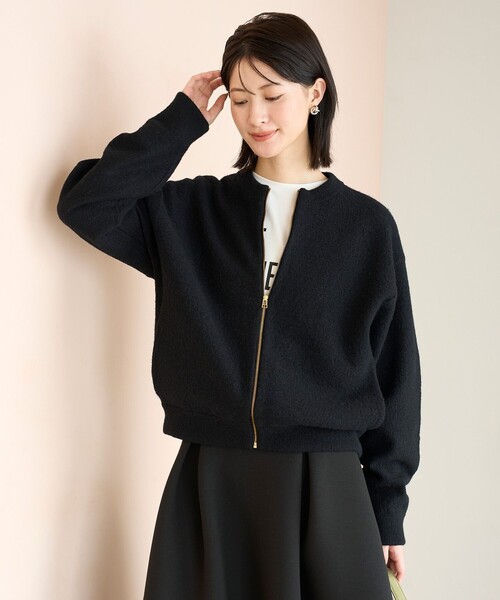 UNFILO(アンフィーロ)の「ウールミルド ZIPニットブルゾン(ブルゾン・レディース・ブラック系/ベージュ系・MEDIUM/SMALL)」の7枚目の写真