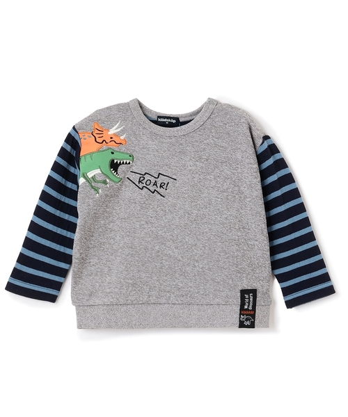 kladskap(クレードスコープ)の「恐竜接結長袖Tシャツ(Tシャツ/カットソー・キッズ・ベージュ/グレー・80cm/90cm/100cm/110cm/120cm/130cm)」の2枚目の写真