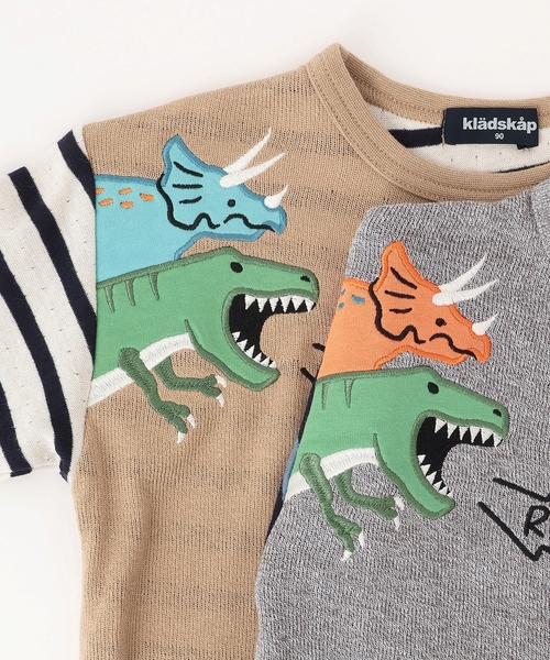 kladskap(クレードスコープ)の「恐竜接結長袖Tシャツ(Tシャツ/カットソー・キッズ・ベージュ/グレー・80cm/90cm/100cm/110cm/120cm/130cm)」の9枚目の写真