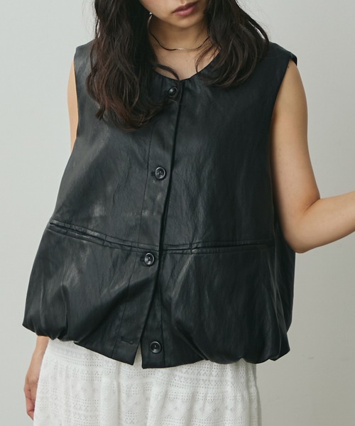 Lunea（ルネア）の「ノーカラーバルーンベスト（ベスト・レディース・ブラウン/ブラック・FREE）」の22枚目の写真