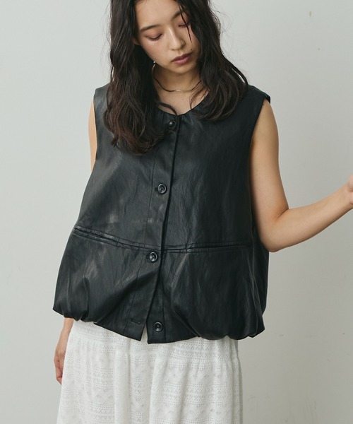 Lunea（ルネア）の「ノーカラーバルーンベスト（ベスト・レディース・ブラウン/ブラック・FREE）」の21枚目の写真