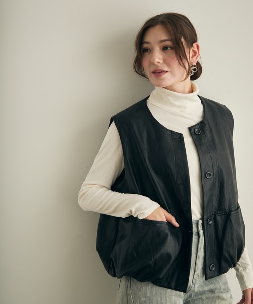 Lunea（ルネア）の「ノーカラーバルーンベスト（ベスト・レディース・ブラウン/ブラック・FREE）」の20枚目の写真