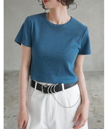 [新色追加]テレコリブクロップド半袖Ｔシャツ