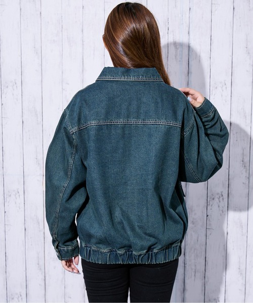 セール】《ヴィンテージ加工×ジップ》レディース デニムブルゾン