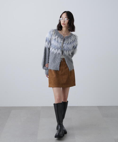 FREE'S MART（フリーズマート）の「◆前後２ＷＡＹノルディック柄リボンカーディ（ニット/セーター・レディース・ホワイト/ブラウン/グレー・FREE）」の7枚目の写真