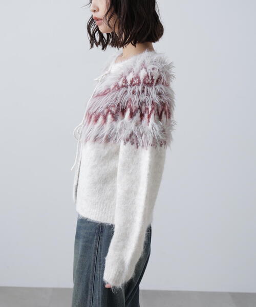 FREE'S MART（フリーズマート）の「◆前後２ＷＡＹノルディック柄リボンカーディ（ニット/セーター・レディース・ホワイト/ブラウン/グレー・FREE）」の20枚目の写真