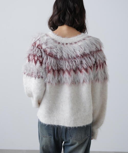 FREE'S MART（フリーズマート）の「◆前後２ＷＡＹノルディック柄リボンカーディ（ニット/セーター・レディース・ホワイト/ブラウン/グレー・FREE）」の21枚目の写真