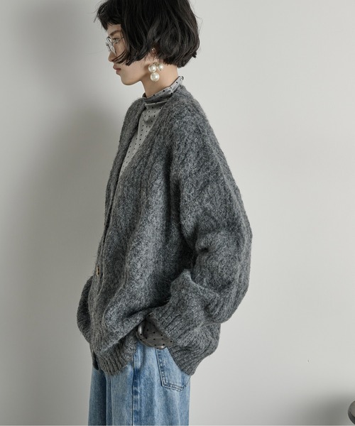 ハンチ　　 ブラッシュドVネックカーディガン　ニット　セーター SHIPS（シップス） 【シップス メン】SHIPS: ブラッシュド ウール V