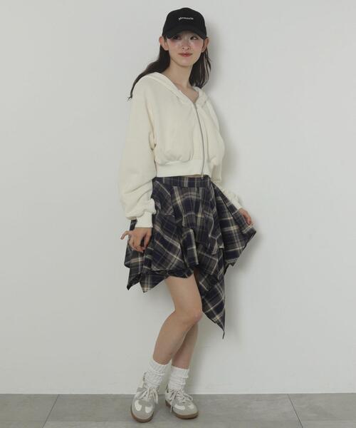 WEGO(ウィゴー)の「WEGO/アシンメトリーチェックミニスカパン(スカート・レディース・レッド系その他/ブラウン/ネイビー・FREE)」の5枚目の写真