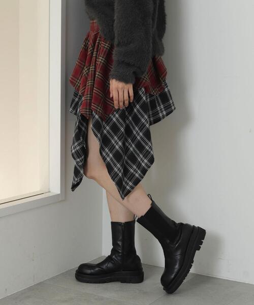 WEGO(ウィゴー)の「WEGO/アシンメトリーチェックミニスカパン(スカート・レディース・レッド系その他/ブラウン/ネイビー・FREE)」の15枚目の写真