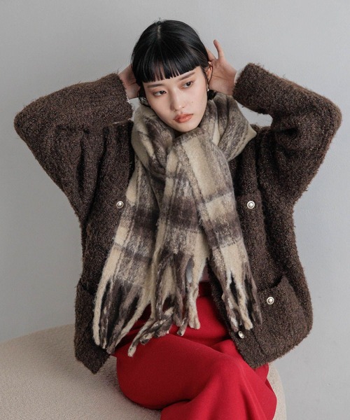 LOWRYS FARM（ローリーズファーム）の「フトフリンジガラストール　580197（ストール/ショール・レディース・ブルー/ブラック/ブラウン/レオパード/ベージュ・FREE）」の3枚目の写真