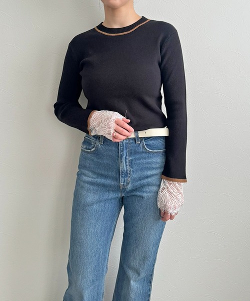 LHELBIE(レルビエ)の「カフスレースニットトップス(ニット/セーター・レディース・ネイビー/ブラック/アイボリー・M)」の21枚目の写真