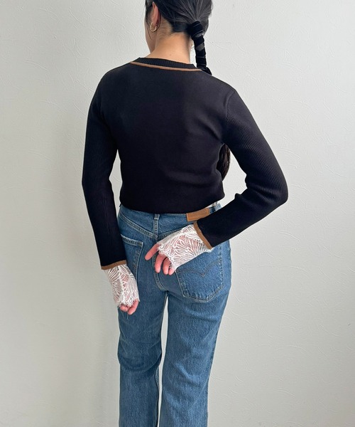 LHELBIE(レルビエ)の「カフスレースニットトップス(ニット/セーター・レディース・ネイビー/ブラック/アイボリー・M)」の22枚目の写真