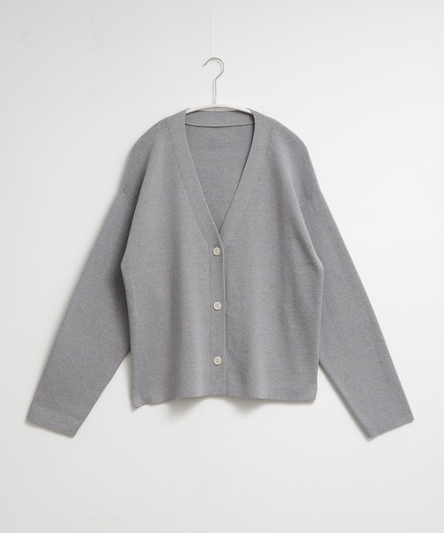 セール】スウェットライクVネックカーディガン【サスティナブル