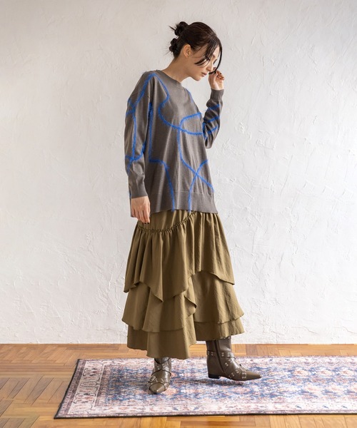 OSMOSIS(オズモーシス)の「ランダムティアードスカート(スカート・レディース・ブラウン/カーキ/ブラック・ONE SIZE)」の10枚目の写真