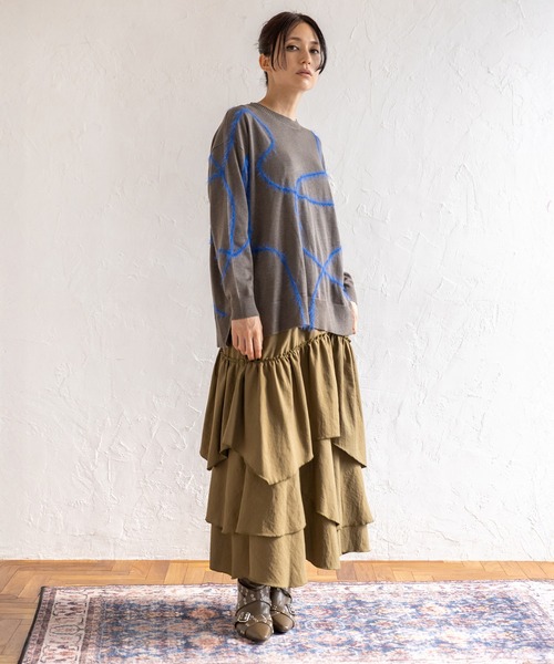 OSMOSIS(オズモーシス)の「ランダムティアードスカート(スカート・レディース・ブラウン/カーキ/ブラック・ONE SIZE)」の8枚目の写真