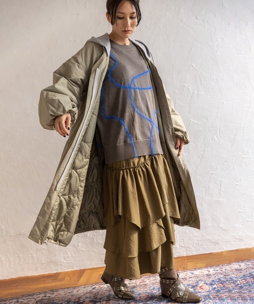 OSMOSIS(オズモーシス)の「ランダムティアードスカート(スカート・レディース・ブラウン/カーキ/ブラック・ONE SIZE)」の7枚目の写真