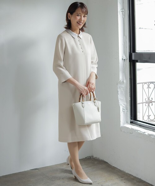 2way】セラテリーダブルクロス 襟付き ワンピース（ワンピース）｜J