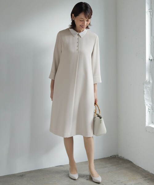 2way】セラテリーダブルクロス 襟付き ワンピース（ワンピース）｜J