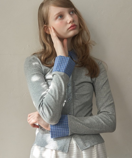 襟付きギャザートップス/gathered collared tops（Tシャツ/カットソー