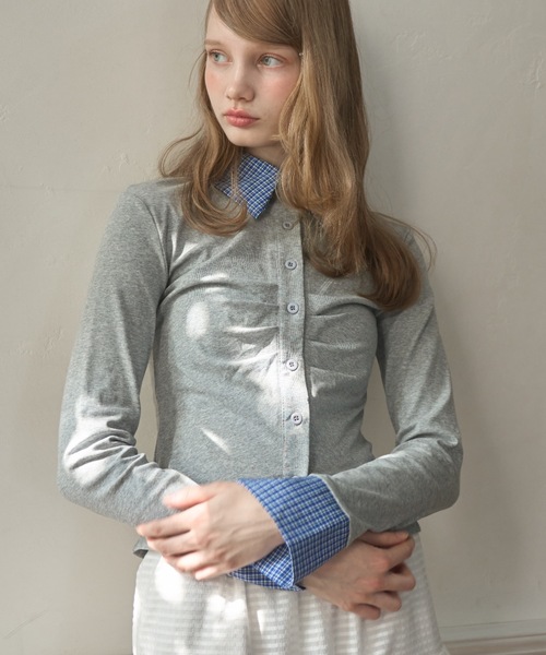 Birthday room（バースデイルーム）の「襟付きギャザートップス/gathered collared tops（Tシャツ/カットソー・レディース・ブラック/グレー・FREE）」の22枚目の写真