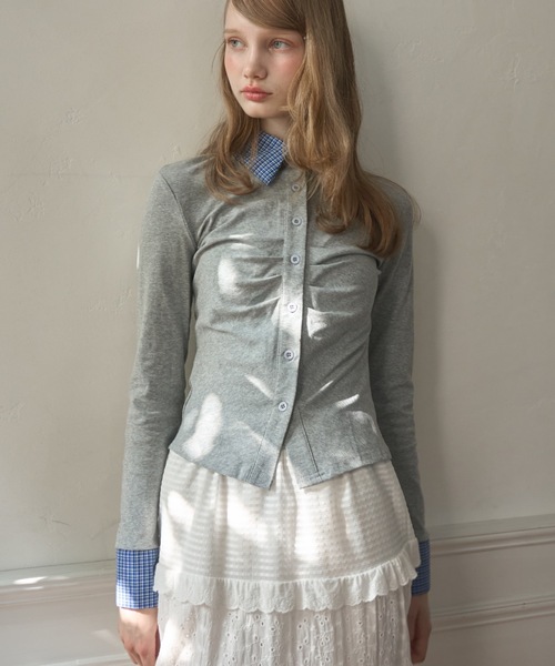 Birthday room（バースデイルーム）の「襟付きギャザートップス/gathered collared tops（Tシャツ/カットソー・レディース・ブラック/グレー・FREE）」の17枚目の写真