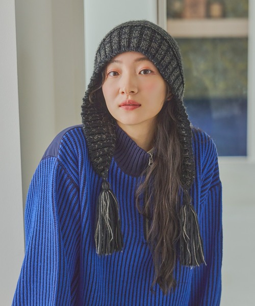 オリジナルユキノミミツキニット帽（ニットキャップ/ビーニー）｜niko