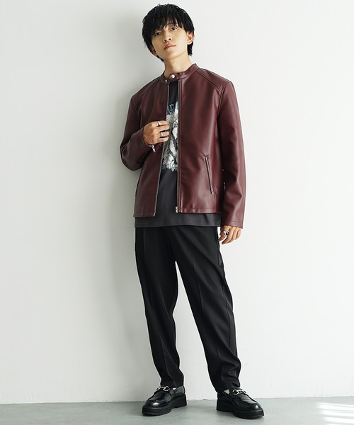 MinoriTY(マイノリティ)の「【MinoriTY select】PUレザーシングルライダースジャケット メンズ 革ジャン 革ジャケット(ライダースジャケット・メンズ・ブルー/ネイビー/ブラック/ワイン・M/L/LL)」の11枚目の写真