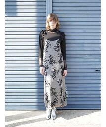 :ETHROF（イーサオブ）の「SHOULDER RIBBON FLOWER JACQUARD KNIT ONEPIECE（ワンピース）」